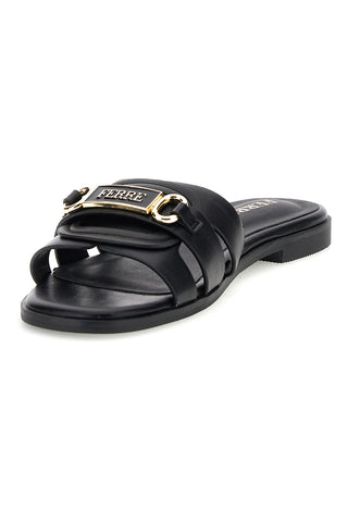 Ciabatta nera con sottopiede in pelle Ferre F1010