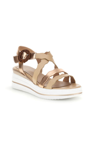 Sandali beige con fasce ondulate e zeppa Burani 52194C1582