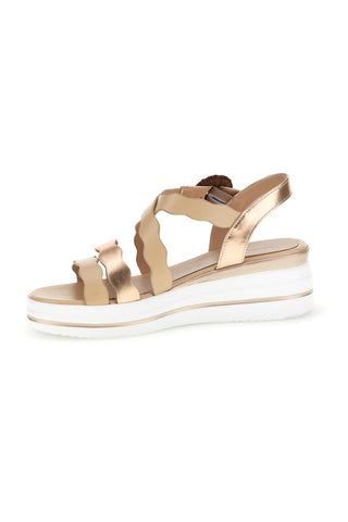 Sandali beige con fasce ondulate e zeppa Burani 52194C1582