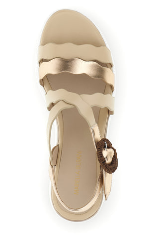 Sandali beige con fasce ondulate e zeppa Burani 52194C1582