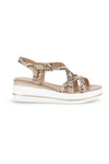 Beige Sandalen mit Tierprint und Keil Burani 52195C1583