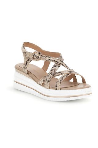 Beige Sandalen mit Tierprint und Keil Burani 52195C1583