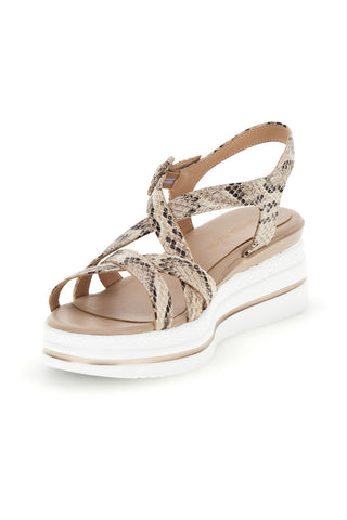 Beige Sandalen mit Tierprint und Keil Burani 52195C1583