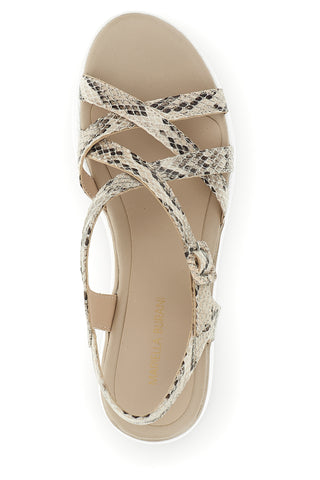 Beige Sandalen mit Tierprint und Keil Burani 52195C1583