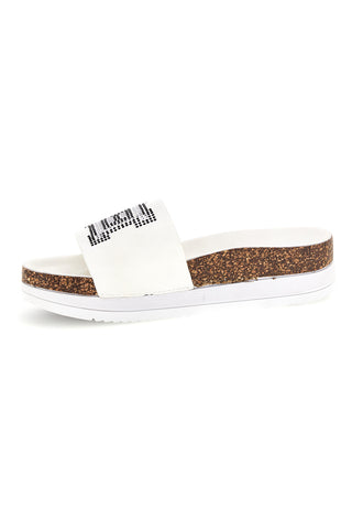 Weiße Slipper mit Logoband und Plateau Laura biagiotti 9784