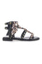 Sandali neri con borchie e lacci animalier Me & Me 1660