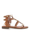 Sandali cuoio con borchie e lacci animalier Me & Me 1660