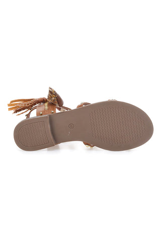 Ledersandalen mit Nieten und Schnürsenkeln im Animal-Look Me & Me 1660