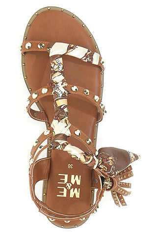 Ledersandalen mit Nieten und Schnürsenkeln im Animal-Look Me & Me 1660