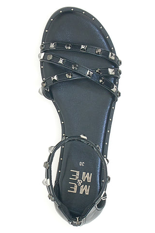 Schwarze Sandalen mit Nieten und doppeltem Riemen Me & Me 1662