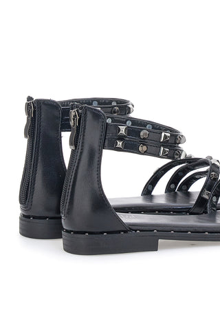 Schwarze Sandalen mit Nieten und doppeltem Riemen Me & Me 1662