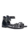 Schwarze Sandalen mit Nieten und doppeltem Riemen Me & Me 1662