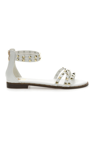 Weiße Sandalen mit Nieten und doppeltem Riemen Me & Me 1662