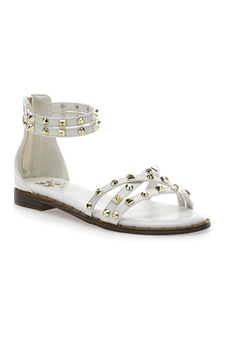Weiße Sandalen mit Nieten und doppeltem Riemen Me & Me 1662