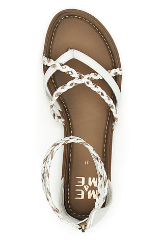 Weiße Sandalen mit geflochtenem Seileffekt Me & Me 1668