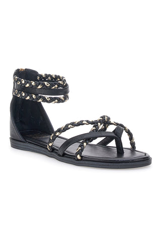 Schwarze Sandalen mit geflochtenem Seileffekt Me & Me 1668