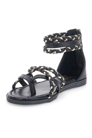 Schwarze Sandalen mit geflochtenem Seileffekt Me & Me 1668