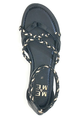 Schwarze Sandalen mit geflochtenem Seileffekt Me & Me 1668