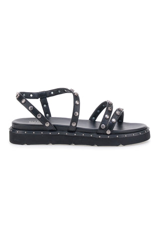 Schwarze Sandalen mit flachen Nieten Me & Me 1670