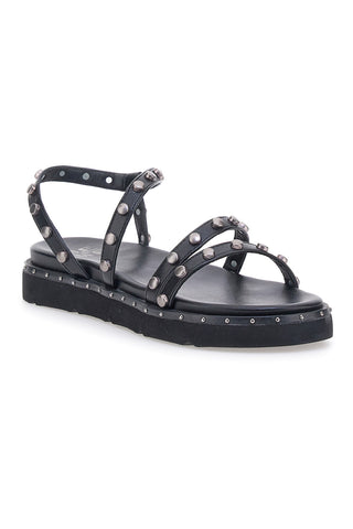Schwarze Sandalen mit flachen Nieten Me & Me 1670