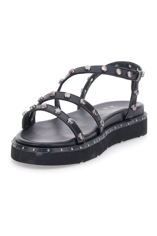 Schwarze Sandalen mit flachen Nieten Me & Me 1670
