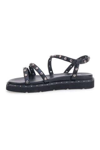 Schwarze Sandalen mit flachen Nieten Me & Me 1670