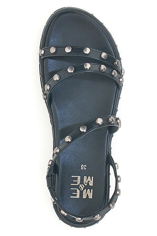 Schwarze Sandalen mit flachen Nieten Me & Me 1670