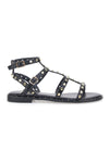 Schwarze Sandalen mit Nieten und Knöchelriemen Me & Me 1663