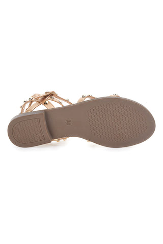 Sandalen in Roségold mit Nieten und Knöchelriemen Me & Me 1663