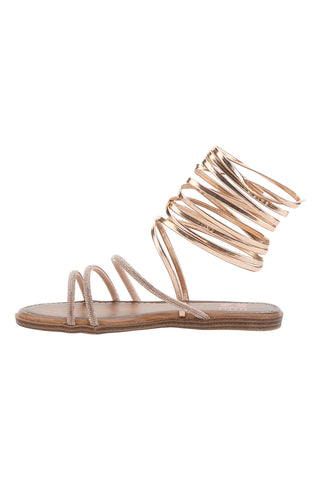 Sandalen in Roségold mit Riemchen und Schnürsenkeln mit Strasssteinen Me & Me 1772