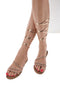 Sandalen in Roségold mit Riemchen und Schnürsenkeln mit Strasssteinen Me & Me 1772