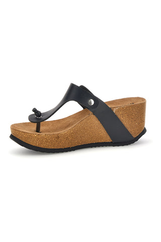 Infradito nera con fibbia argento zeppa alta Superga S11O923