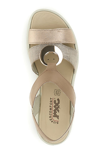 Beigefarbene Sandalen mit superbequemer Innensohle aus echtem Leder und Anti-Schock-System Imac 1079705419213