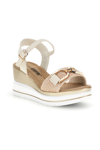 Sandali Beige con zeppa e fibbia decorativa Energy E430