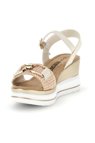 Sandali Beige con zeppa e fibbia decorativa Energy E430