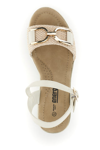 Sandali Beige con zeppa e fibbia decorativa Energy E430