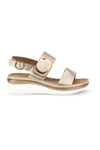 Goldene Sandalen mit weichem Speicher und Energy E444 Riemen