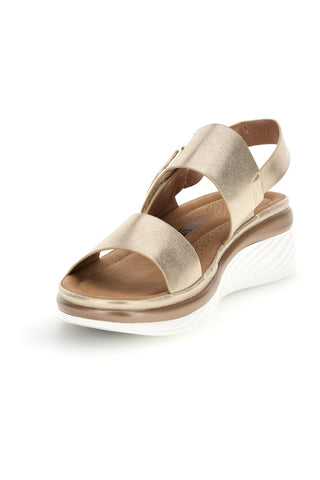 Goldene Sandalen mit weichem Speicher und Energy E444 Riemen