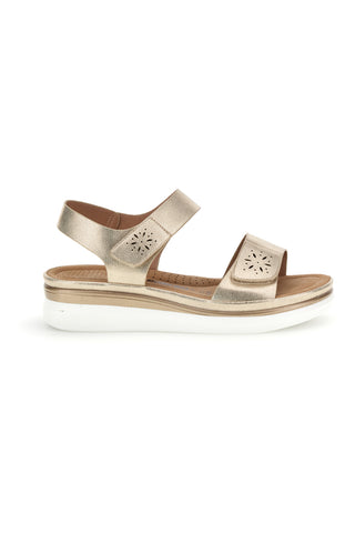 Sandali beige con zeppa e doppio strappo Energy E464
