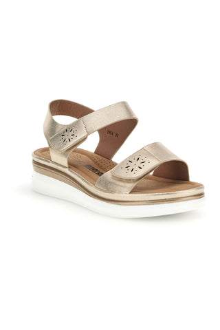 Sandali beige con zeppa e doppio strappo Energy E464