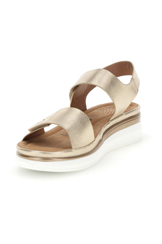 Sandali beige con zeppa e doppio strappo Energy E464