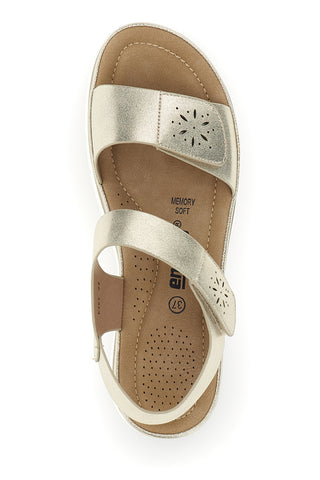 Sandali beige con zeppa e doppio strappo Energy E464