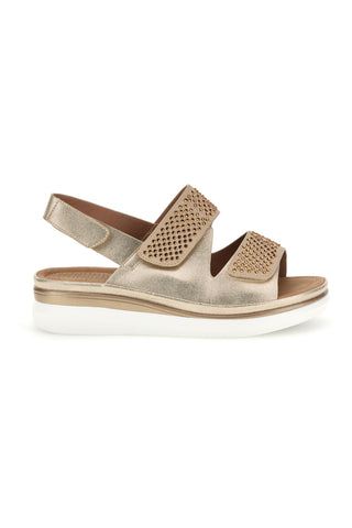 Goldene Sandalen mit weichem Speicher und doppeltem Riemen Energy E465