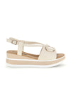 Sandali Beige con zeppa e fibbia decorativa Energy E474