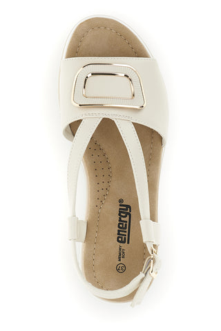 Sandali Beige con zeppa e fibbia decorativa Energy E474