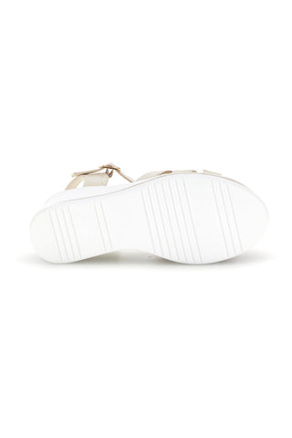 Sandali bianchi e beige con zeppa e dettaglio decorativo Energy E482
