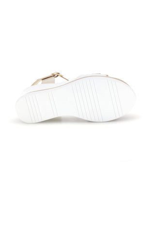 Sandali bianco catena oro zeppa cinturino regolabile Energy E486