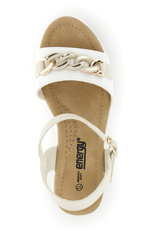 Sandali bianco catena oro zeppa cinturino regolabile Energy E486