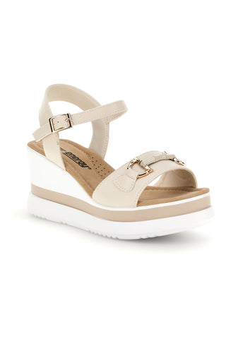 Beige Keilsandaletten mit weichem Memory Energy E488