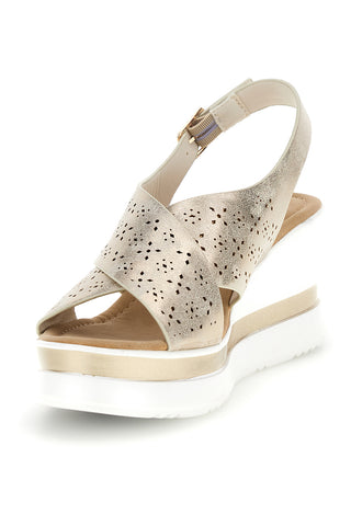 Beige Sandalen mit gekreuzten Riemen und weichem Memory Energy E489